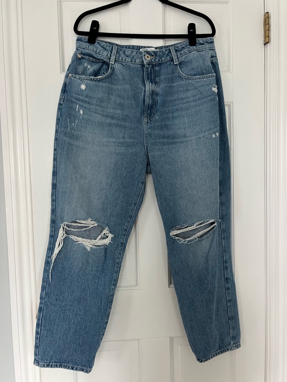 Zara Light Blue Distressed Boyfriend Jeans